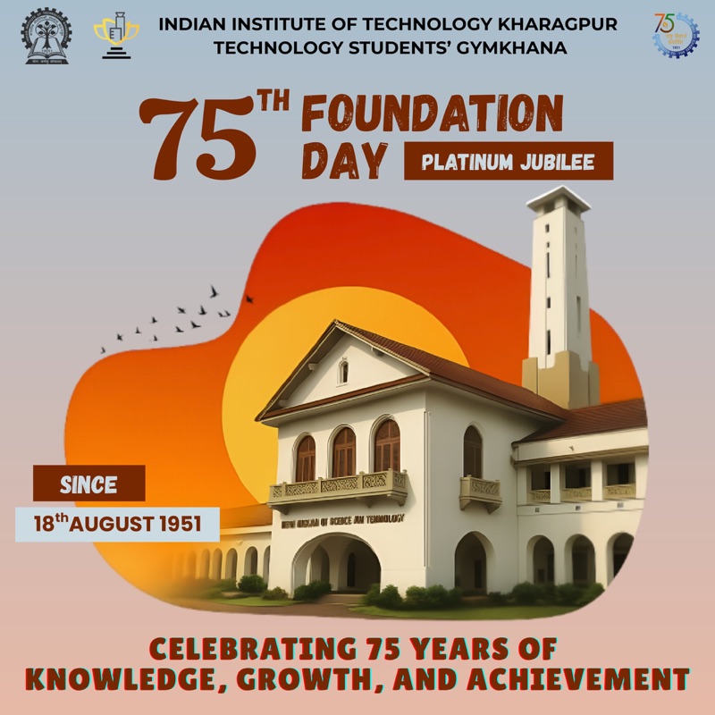 75th Foundation Day poster showing the IIT Kharagpur main building